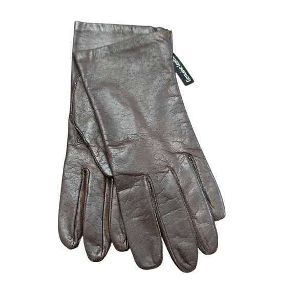 Fownes Leather Gloves Brown NWOT Textured Women 7.5 Medium Driving Gloves - Picture 2 of 7